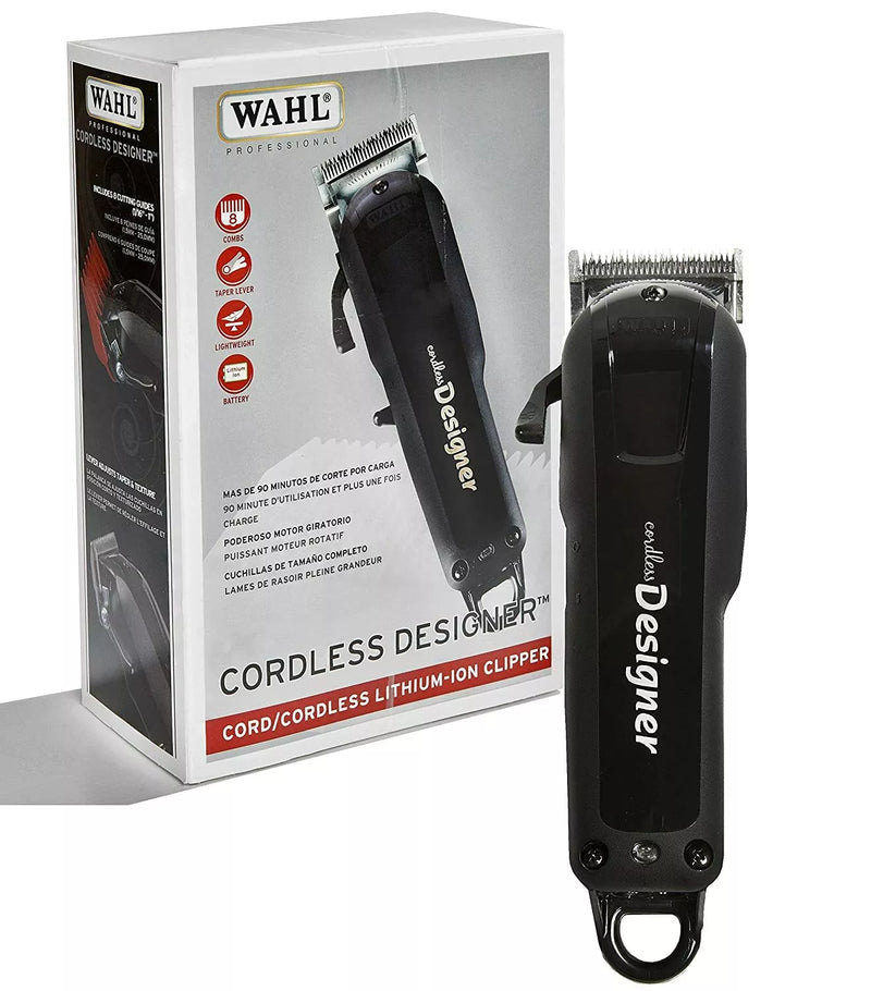 WAHL PROFESSIONAL - CORDLESS DESIGNER CLIPPER WITH 90+ MINUTE RUN TIME - BLACK Like New