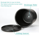 DR.Planzen Ceramic Planter Pot with Saucer and Drainage Holes Medium 8" - Black - Brand New