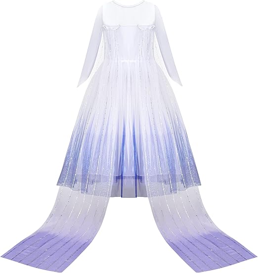 JERRIS APPAREL PRINCESS COSTUME DRESS FOR KIDS, SIZE 4T - WHITE/PURPLE - Like New