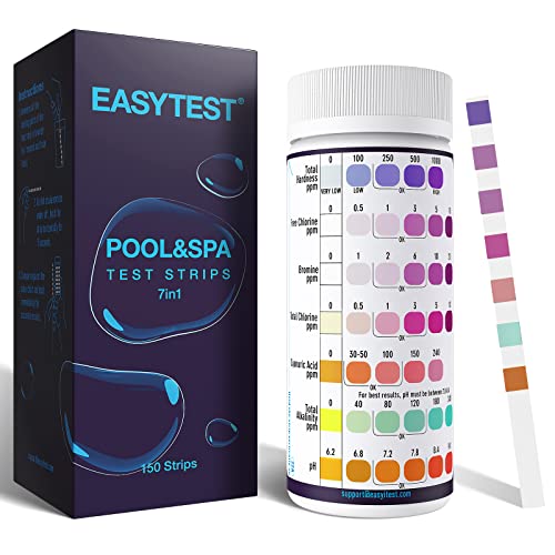 EASYTEST 7-Way Pool Test Strips 150 Strips Water Chemical Testing - White New