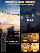 BRIGHTEVER LED OUTDOOR STRING LIGHTS, 150FT DIMMABLE PATIO LIGHTS - BLACK - Like New