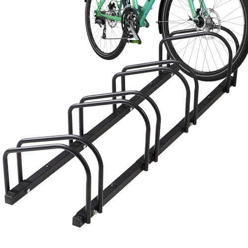 TRUE & TIDY BIKE FLOOR STAND AND HOLDER, 22-28" WHEELS, 4 SLOTS - BLACK - Like New