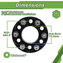 YIZBAP 6x4.5 2 inch Wheel Spacers 71.5mm Hub Bore 1/2-20 Thread Pitch - Black - Like New