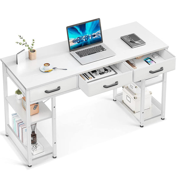 ODK OFFICE SMALL COMPUTER DESK HOME TABLE FABRIC WRITING DESK 48"x16" - WHITE - Like New