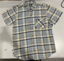 BLACK HORSE MEN'S WOVEN PLAID SHIRT - SMALL - GRAY/BLACK/LIGHT BLUE/YELLOW/WHITE - Brand New