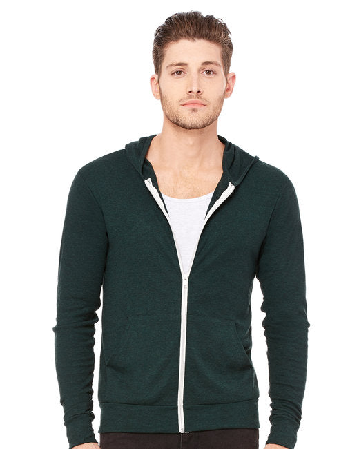 3939 Bella Canvas Unisex Triblend Full-Zip Hoodie Emerald Triblend S Like New