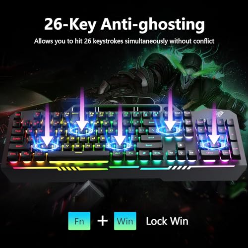 AULA Gaming Keyboard, T102 104 Keys Gaming Keyboard and Mouse Combo with RGB Like New