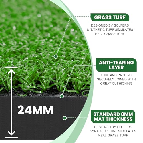 Golf Mat, 5x4ft Artificial Turf Golf Hitting Mat for Driving Chipping Training Like New