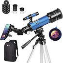TELMU Telescope 70mm Aperture 400mm AZ Mount Astronomical Refractor W/ Backpack - Like New