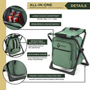 ARROWHEAD OUTDOOR MULTI-FUNCTION 3-IN-1 COMPACT CAMP CHAIR - GREEN - Brand New