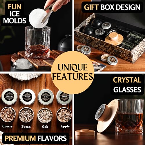 RITUAL LIFE WHISKEY BOURBON SMOKER KIT & TORCH 2 WHISKEY GLASSES, CKG2022 Black Like New