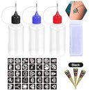 Henna Tattoo Kit 3 Pcs Squeeze Henna Bottle Henna Cone Paste Ink - Black - Brand New