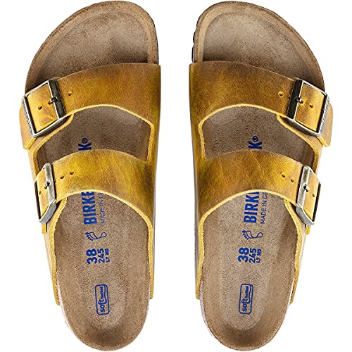 1019326 BIRKENSTOCK MEN'S ARIZONA SOFT FOOTBED SANDALS, OCHRE BROWN TAN, SIZE 9 Like New