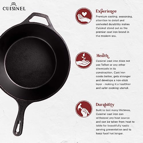 Cuisinel 10" Cast Iron Skillet + Lid - 2in1 - Dutch Oven + Frying Pan - Black - Like New