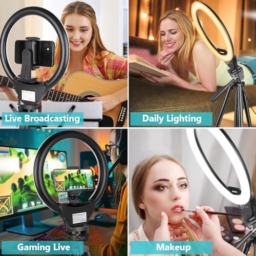 Sensyne 10'' Ring Light with 50'' Extendable Tripod Stand, LED Circle Lights Like New