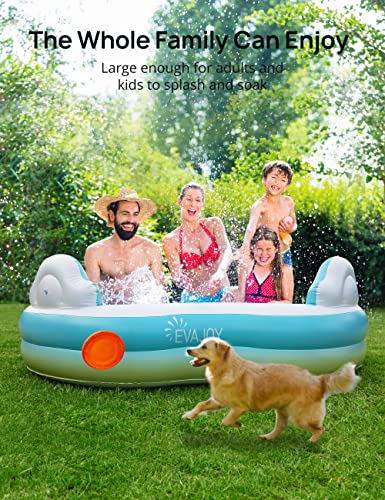 EVAJOY Inflatable Pool 4 Seats 4 Backrests Cup Holders EJ-HF038 - Blue/White Like New