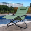 VIVERE ORBITAL ROCKING LOUNGER MADE PREMIUM PHIFERTEX OUTDOOR FABRIC OLIVE GROVE Like New