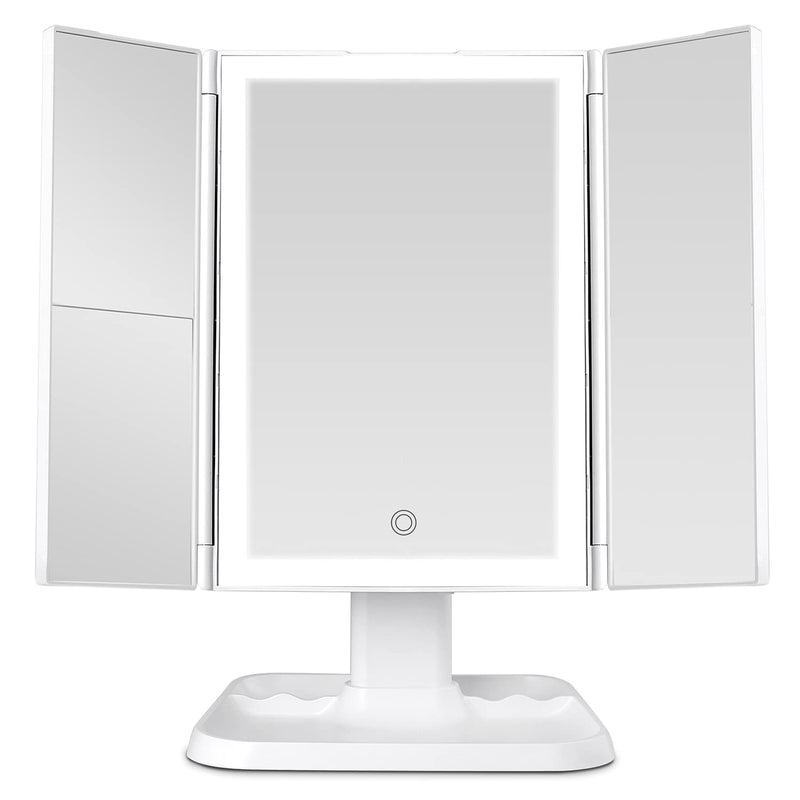 AirExpectal Makeup Mirror Vanity Mirror with Lights 72 LED Trifold - White Like New