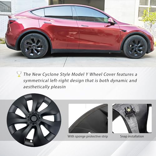 KAVANIC 4PCS MODEL Y WHEEL COVERS 19" CYCLONE STYLE MODEL Y - MATTE BLACK Like New