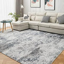 Area Rug 8x10 Indoor Soft Fluffy Pile Large Washable - Gray/Blue - Like New