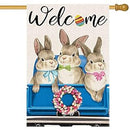 JORALION EASTER LARGE GARDEN FLAGS 28" X 40" BLUE/TAN F0016-002 - Like New