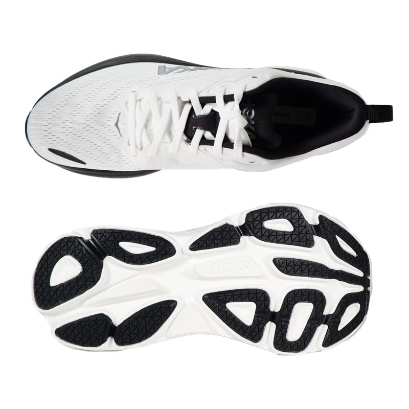 1123202 HOKA ONE ONE HOKA MEN'S M BONDI 8 WHITE/BLACK SIZE 12.5 - Like New