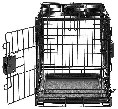 AMAZON BASICS DURABLE FOLDABLE METAL WIRE PET CRATE TRAY DOUBLE DOOR, 22X13X16 Like New