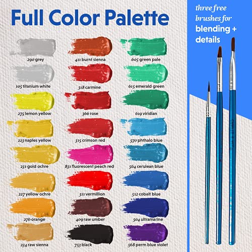 Crafts 4 All Acrylic Paint Set 24 Pack, 12mL Paints, 3 Art Brushes, 4336953035 Like New