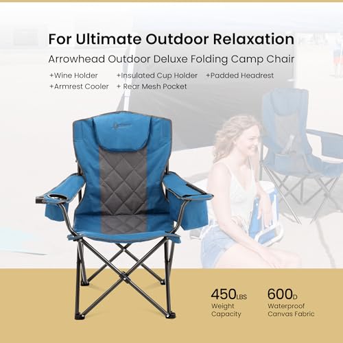 ARROWHEAD OUTDOOR Portable Folding Camping Quad Chair w/ 6-Can - Scratch & Dent