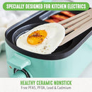 GreenLife 3-in-1 Breakfast Station, Ceramic Nonstick Dual Griddles - Turquoise Like New