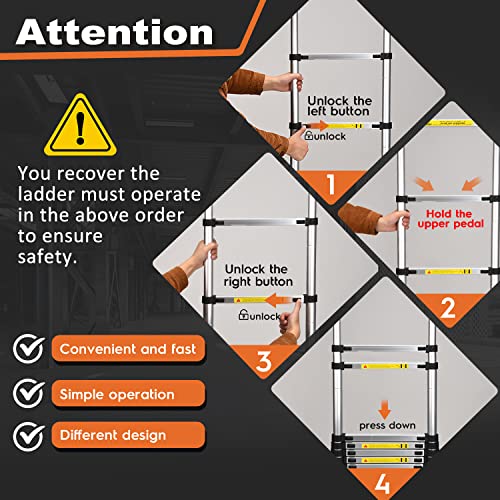 SOCTONE 10.5 FT ALUMINUM LIGHTWEIGHT EXTENSION LADDER, 330LBS - SILVER - Like New