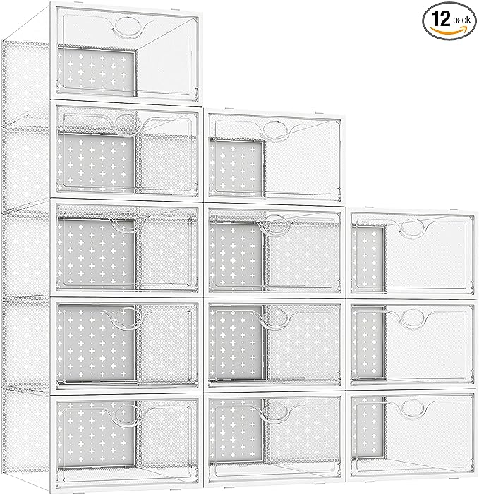 Pinkpum Shoe Storage Boxes Shoe Organizer for Closet Clear 12 - Scratch & Dent