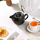 AUXMEWARE SMALL CERAMIC TEAPOT WITH STAINLESS STEEL INFUSER 350ML/12.0OZ - BLACK - Like New