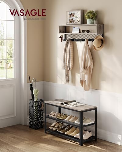 VASAGLE Coat Rack Shoe Bench Set, Hall Tree with Bench, Entryway Furniture - Like New