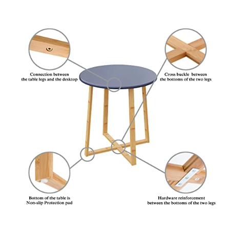 BAMEOS SIDE TABLE MODERN NIGHTSTAND ROUND SIDE END ACCENT COFFEE TABLE - GRAY - Like New