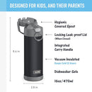 THERMOS FUNTAINER 16 OUNCE BOTTLE WITH WIDE SPOUT LID F41103CH6 - MATTE CHARCOAL - Like New