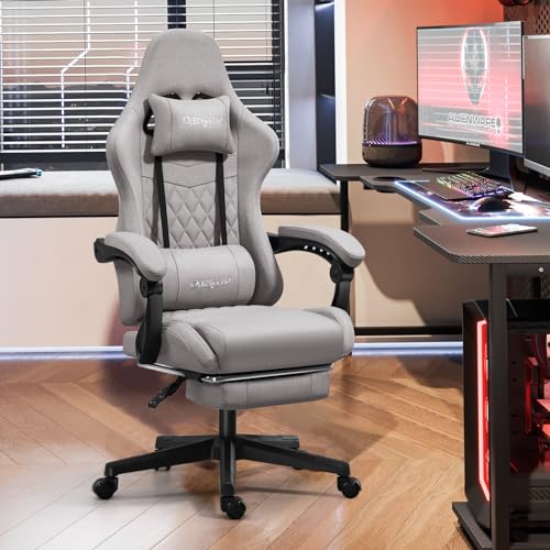 Darkecho Gaming Chair Fabric with Footrest,Massage Office Chair with Pocket - Like New