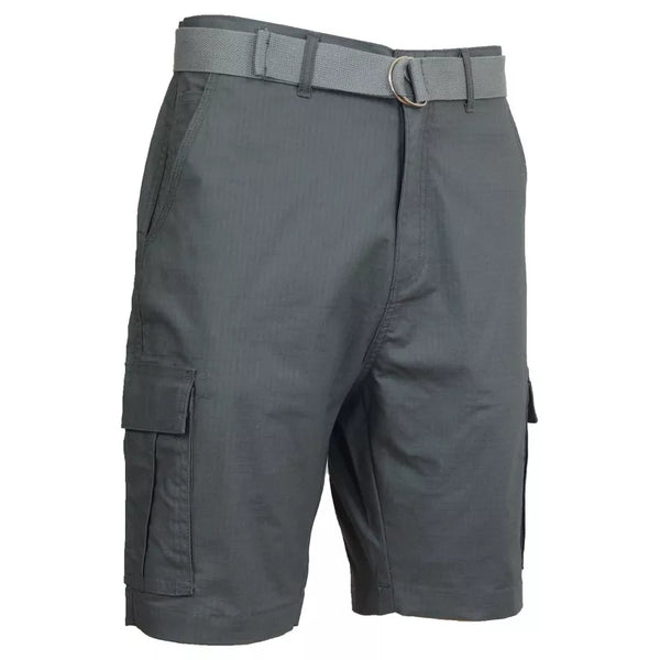 GALAXY BY HARVIC MEN'S COTTON RIPSTOP CARGO SHORTS WITH BELT - SIZE: 32 - GRAY - Brand New