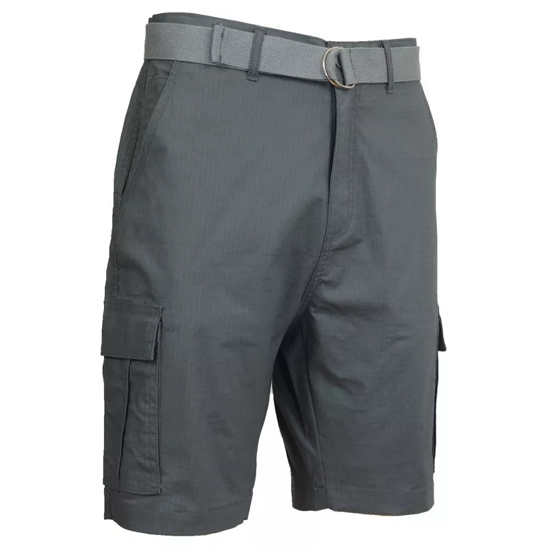 GALAXY BY HARVIC MEN'S COTTON RIPSTOP CARGO SHORTS WITH BELT - SIZE: 32 - GRAY - Brand New