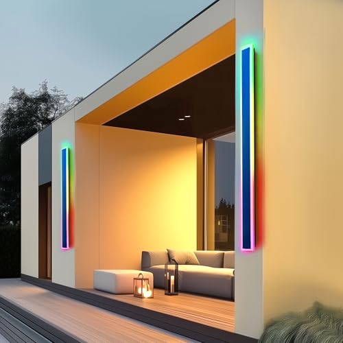 2PCS 40" RGBW LED LONG WALL LIGHT OUTDOOR BLACK LED WALL SCONCES - RGBW - Like New