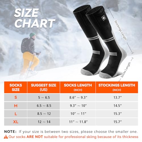 WASOTO Heated Socks Electric Heating Socks APP Control - Large - Black - Like New