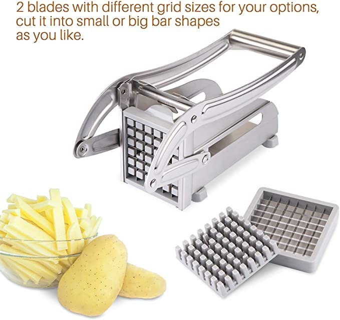 Generic Stainless Steel 2-Blade French Fry Potato Cutter, MAXMED2 - Silver Like New