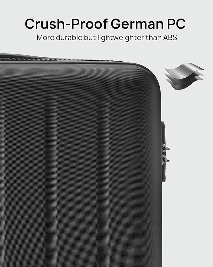 NINETYGO Checked Luggage 24" Suitcases Wheels 70/30 Split LG22004 - BLACK Like New