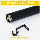 NICETOWN Drapery Curtain Rod Set with Classic Round Finials/Ball Caps - Black - Brand New