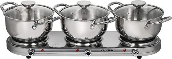 Kalorik Triple Burner Buffet Set EKP-47828-SS - Stainless Steel Like New