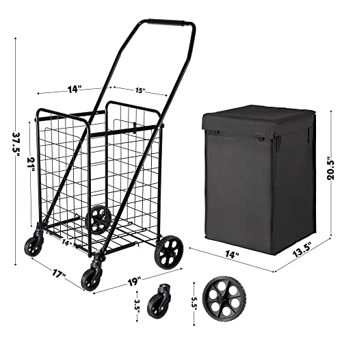 BIEAMA FOLDING SHOPPING CART WATERPROOF LINER 100LB MEDIUM - BLACK - Like New