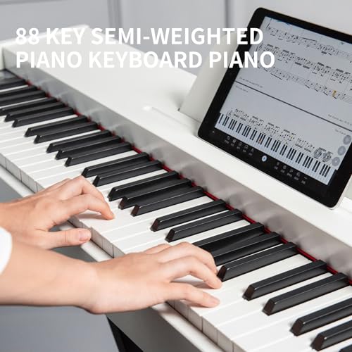 UISCOM ELECTRIC PIANO KEYBOARD, 88 KEY SEMI-WEIGHTED KEYBOARD - WHITE - Like New