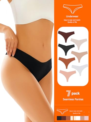 7-Pack Seamless underwear Thongs for Women, No Show Breathable Ladies Thongs - Brand New