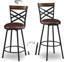KATDANS Brown Swivel Bar Stools Set of 2, Adjustable Seat Height Bar Stools - Like New