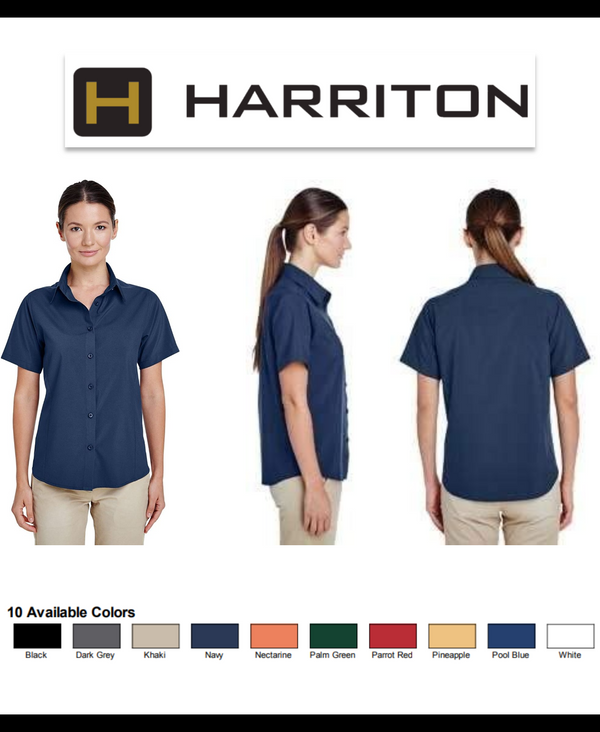 Harriton Ladies Paradise Short-Sleeve Performance Shirt New
